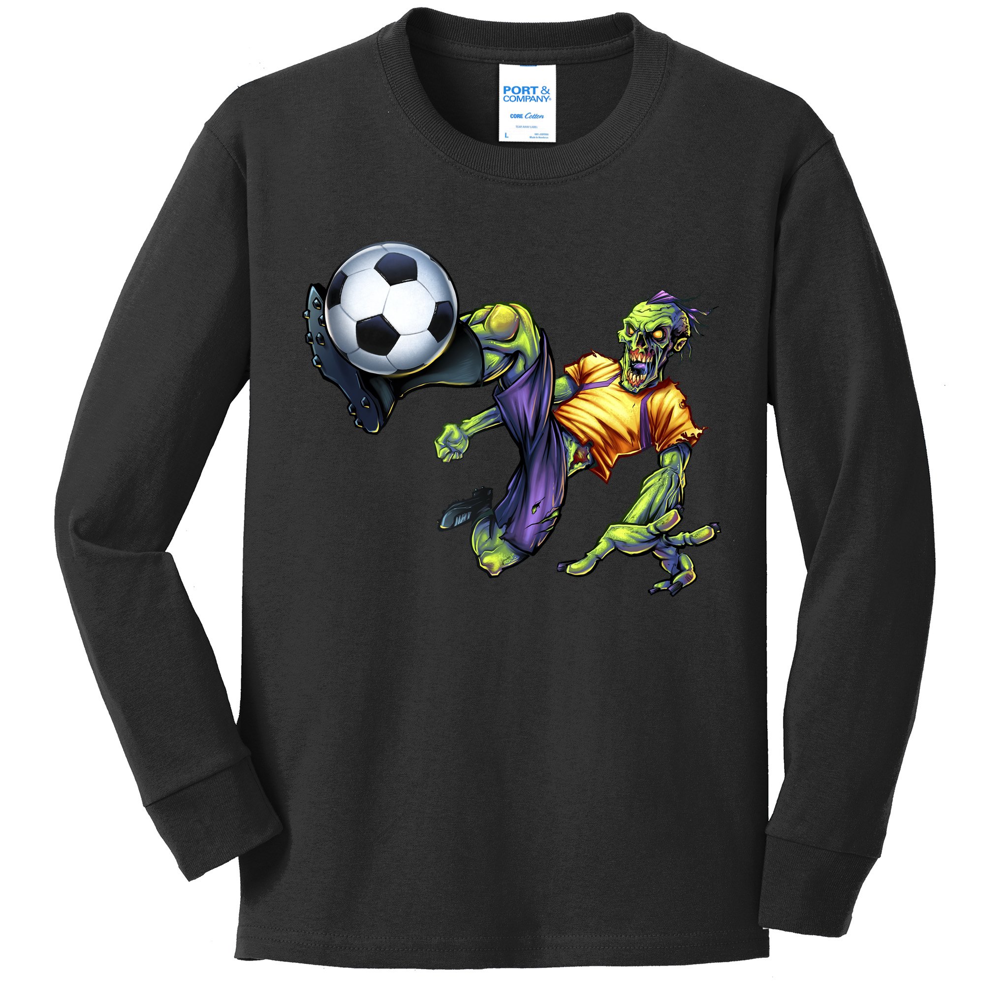 Zombie Soccer Kick Kids Long Sleeve Shirt