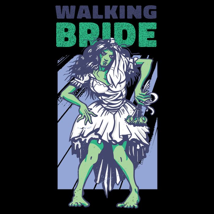 Zombie Walking Bride Cropped Pullover Crew