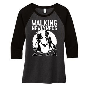 Zombie Walking Newlyweds Women's Tri-Blend 3/4-Sleeve Raglan Shirt