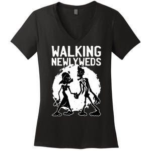 Zombie Walking Newlyweds Women's V-Neck T-Shirt