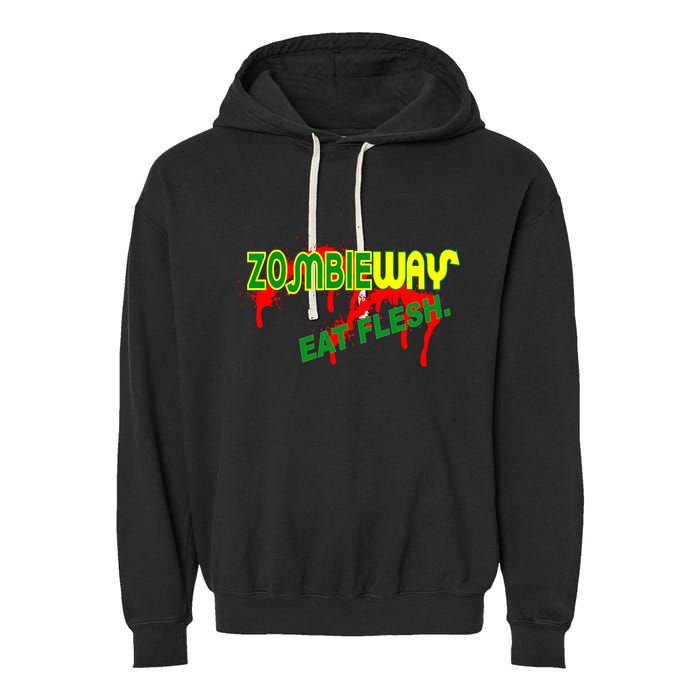 Zombie Way Eat Flesh Garment-Dyed Fleece Hoodie