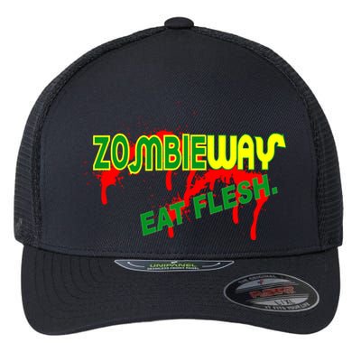 Zombie Way Eat Flesh Flexfit Unipanel Trucker Cap