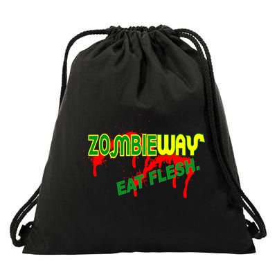 Zombie Way Eat Flesh Drawstring Bag