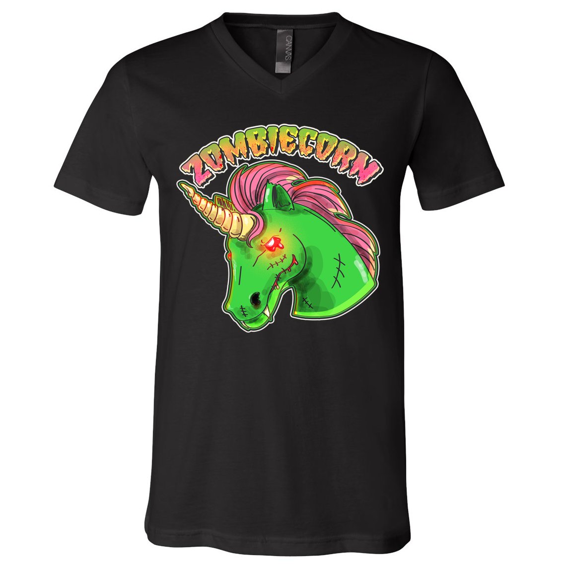 Zombiecorn Zombie Unicorn V-Neck T-Shirt