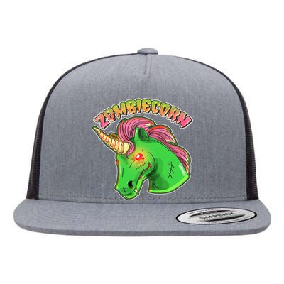 Zombiecorn Zombie Unicorn Flat Bill Trucker Hat