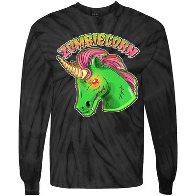 Zombiecorn Zombie Unicorn Tie-Dye Long Sleeve Shirt
