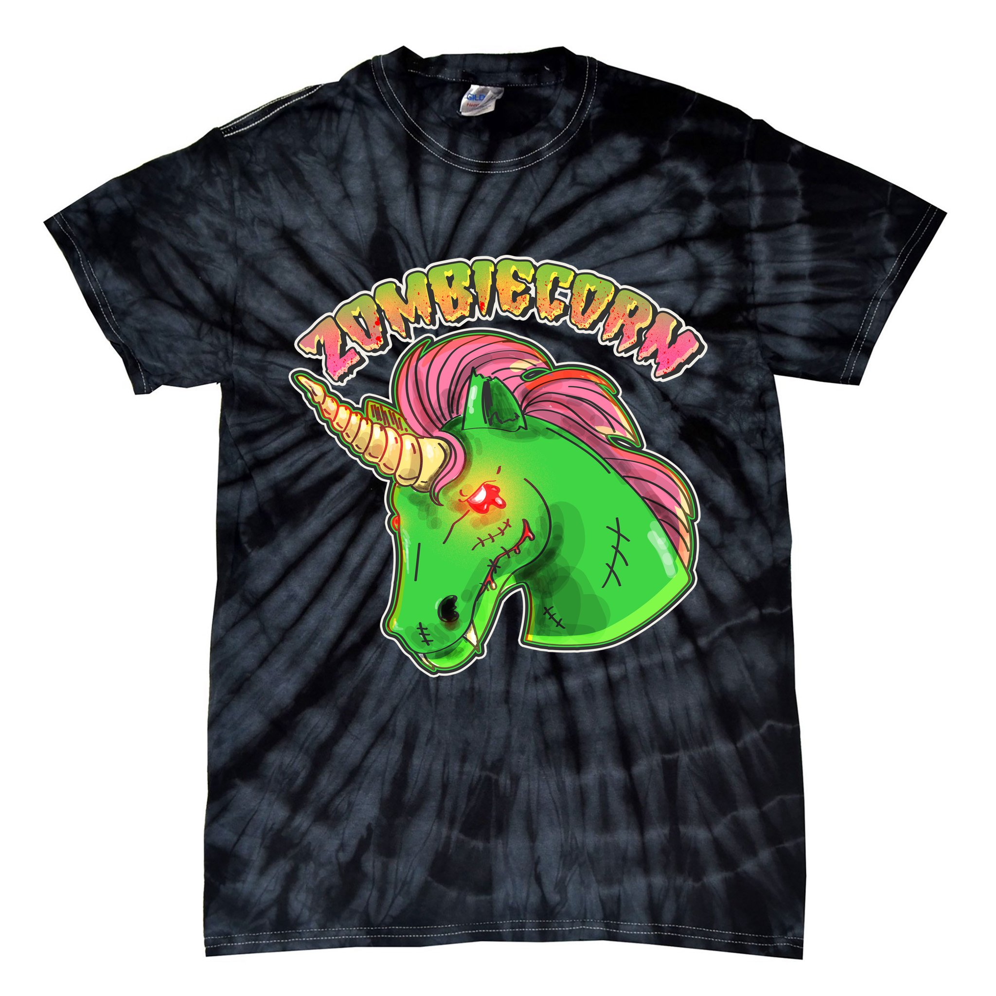 Zombiecorn Zombie Unicorn Tie-Dye T-Shirt
