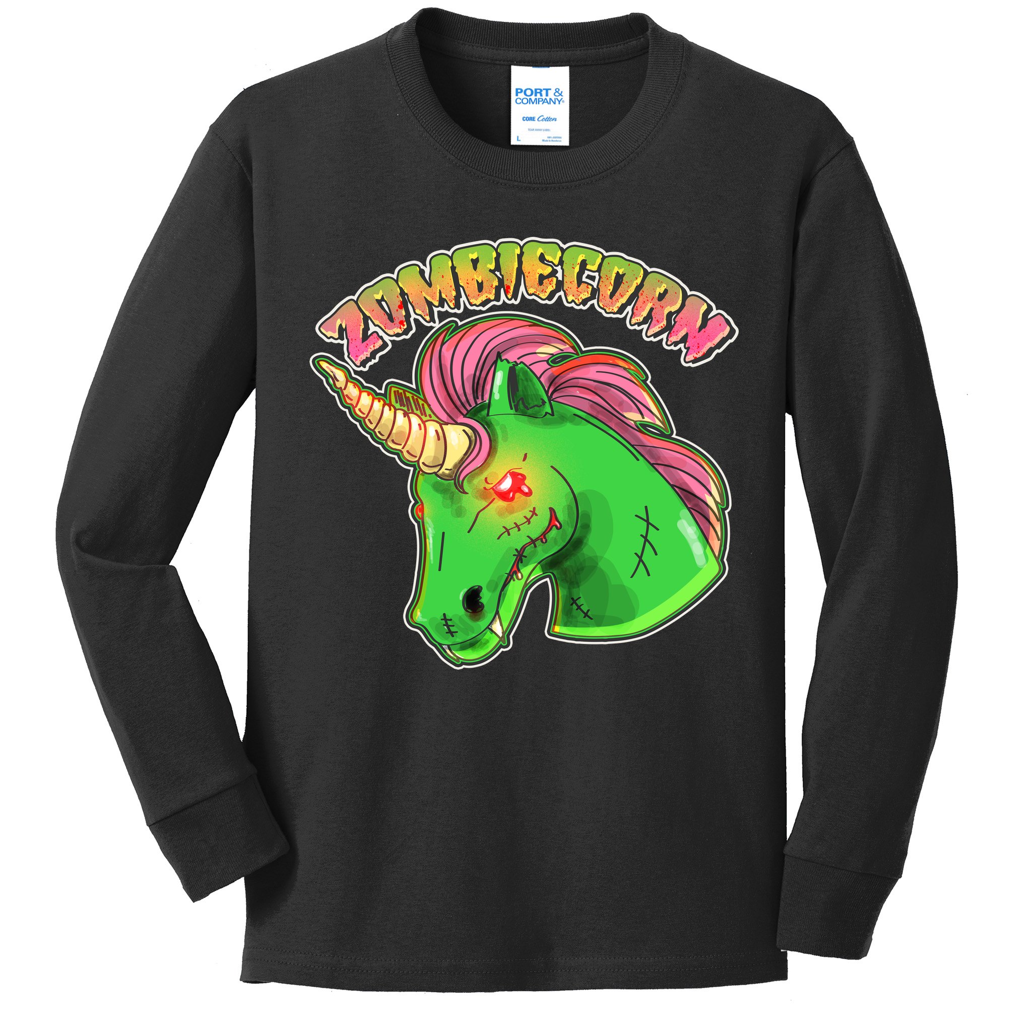 Zombiecorn Zombie Unicorn Kids Long Sleeve Shirt