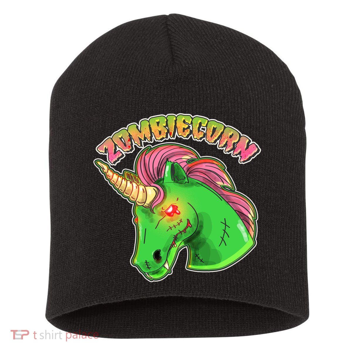 Zombiecorn Zombie Unicorn Short Acrylic Beanie