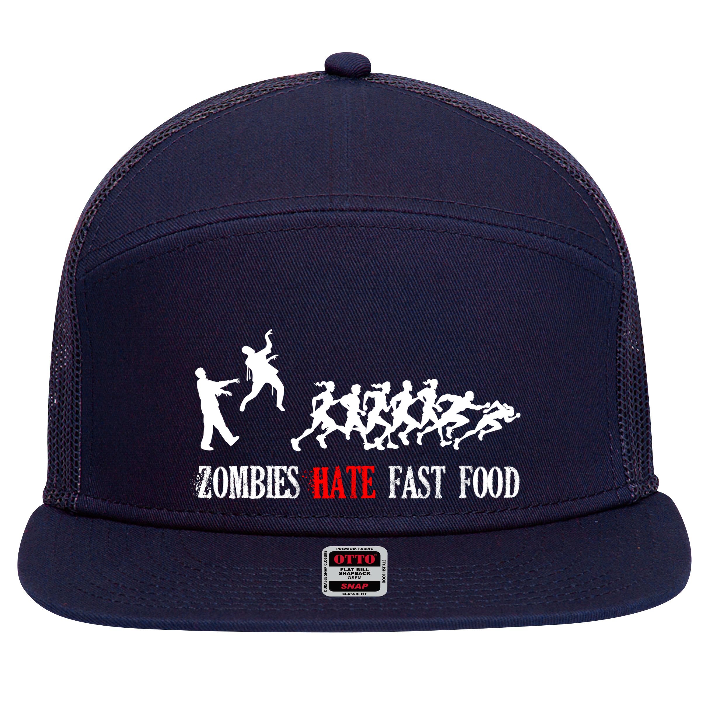 Zombies Eat Brains You'll Be Fine 7 Panel Mesh Trucker Snapback Hat