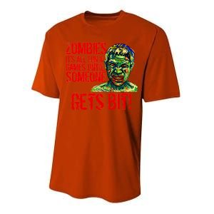 Zombies It's All Fun and Games Performance Sprint T-Shirt