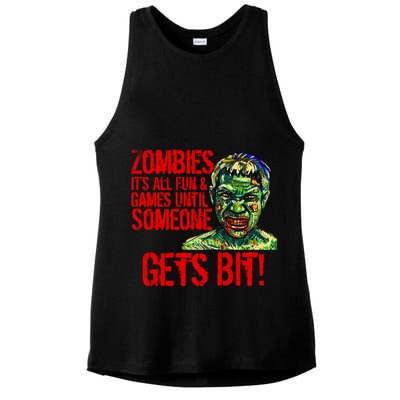 Zombies It's All Fun and Games Ladies PosiCharge Tri-Blend Wicking Tank