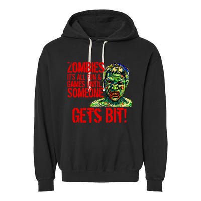 Zombies It's All Fun and Games Garment-Dyed Fleece Hoodie