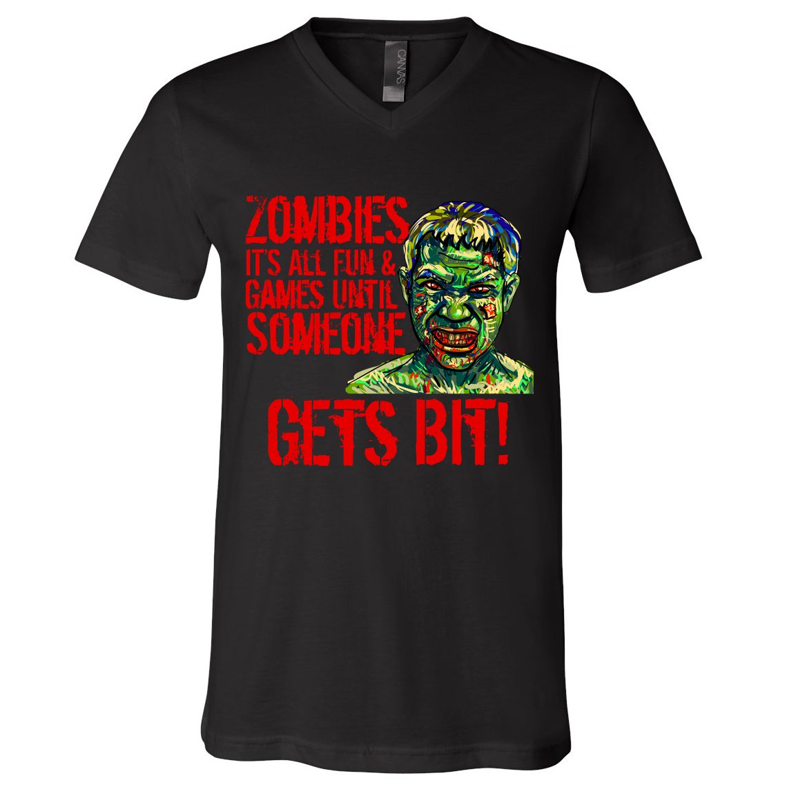Zombies It's All Fun and Games V-Neck T-Shirt