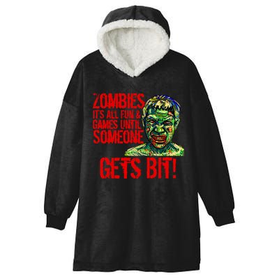 Zombies It's All Fun and Games Hooded Wearable Blanket