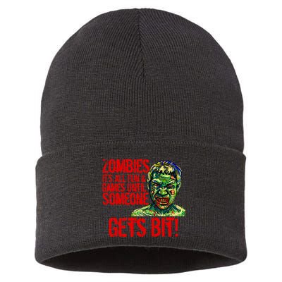 Zombies It's All Fun and Games Sustainable Knit Beanie