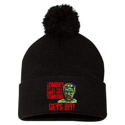 Zombies It's All Fun and Games Pom Pom 12in Knit Beanie
