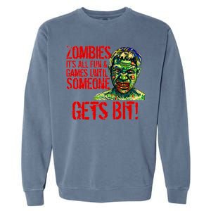 Zombies It's All Fun and Games Garment-Dyed Sweatshirt