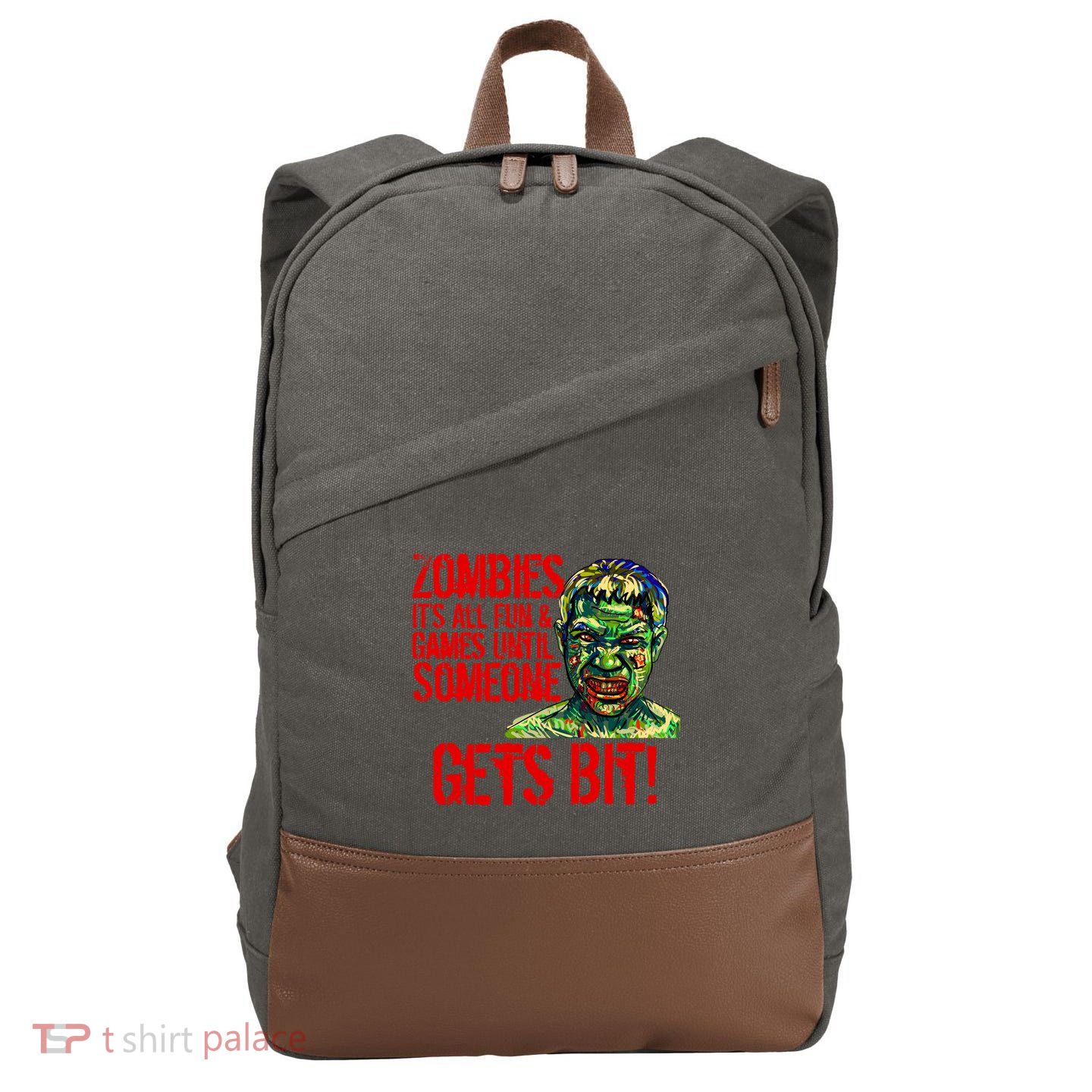 Zombies It's All Fun and Games Cotton Canvas Backpack