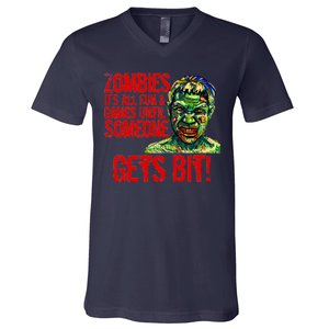 Zombies It's All Fun and Games V-Neck T-Shirt