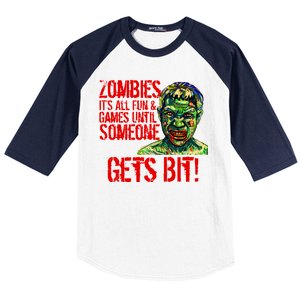 Zombies It's All Fun and Games Baseball Sleeve Shirt