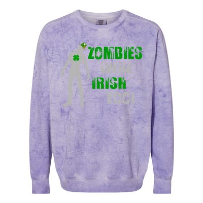 Zombies Were Irish Too Funny Colorblast Crewneck Sweatshirt