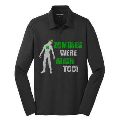 Zombies Were Irish Too Funny Silk Touch Performance Long Sleeve Polo