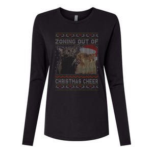 Zoning Out Of Christmas Cheer Cat Staring Christmas Sweater Womens Cotton Relaxed Long Sleeve T-Shirt