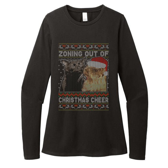 Zoning Out Of Christmas Cheer Cat Staring Christmas Sweater Womens CVC Long Sleeve Shirt