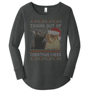 Zoning Out Of Christmas Cheer Cat Staring Christmas Sweater Women's Perfect Tri Tunic Long Sleeve Shirt