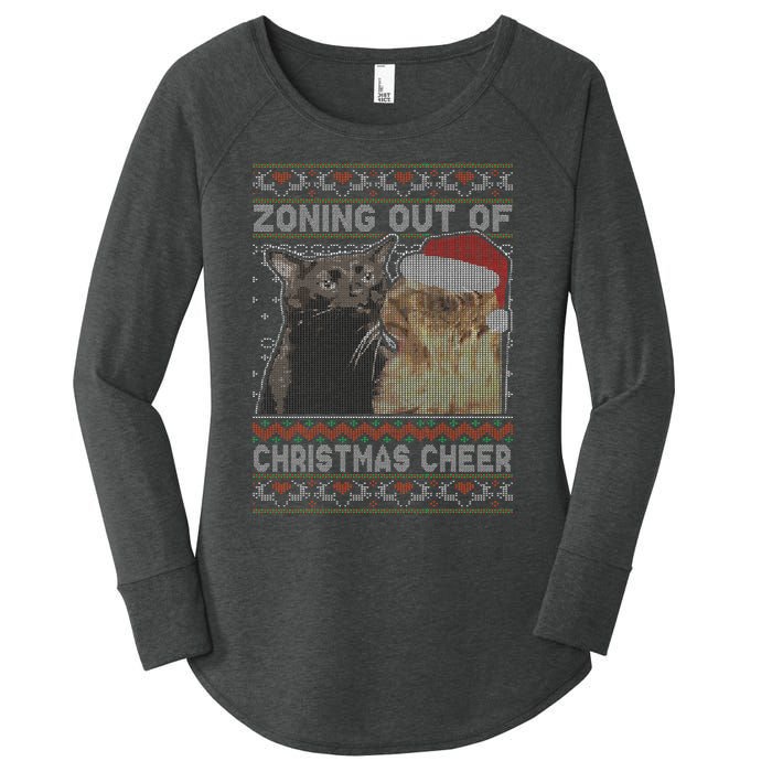 Zoning Out Of Christmas Cheer Cat Staring Christmas Sweater Women's Perfect Tri Tunic Long Sleeve Shirt