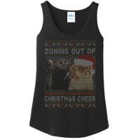 Zoning Out Of Christmas Cheer Cat Staring Christmas Sweater Ladies Essential Tank