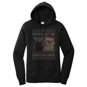 Zoning Out Of Christmas Cheer Cat Staring Christmas Sweater Women's Pullover Hoodie