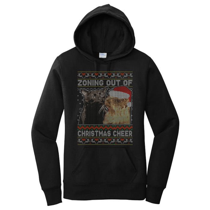 Zoning Out Of Christmas Cheer Cat Staring Christmas Sweater Women's Pullover Hoodie