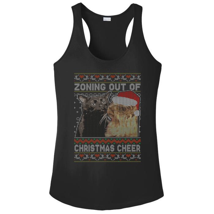 Zoning Out Of Christmas Cheer Cat Staring Christmas Sweater Ladies PosiCharge Competitor Racerback Tank