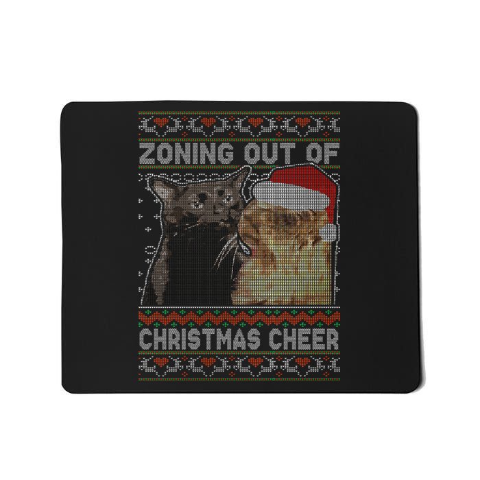 Zoning Out Of Christmas Cheer Cat Staring Christmas Sweater Mousepad