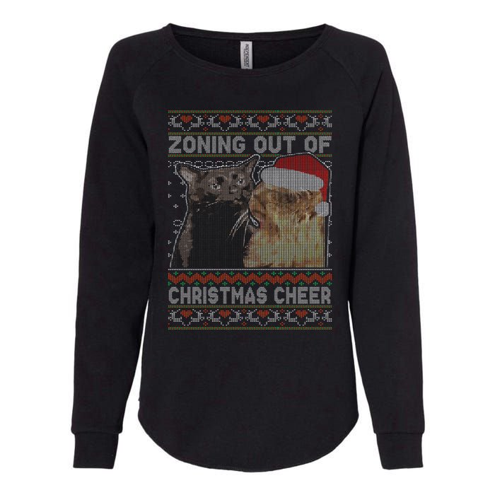 Zoning Out Of Christmas Cheer Cat Staring Christmas Sweater Womens California Wash Sweatshirt