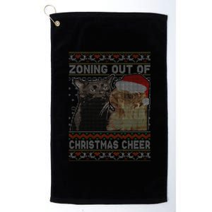 Zoning Out Of Christmas Cheer Cat Staring Christmas Sweater Platinum Collection Golf Towel