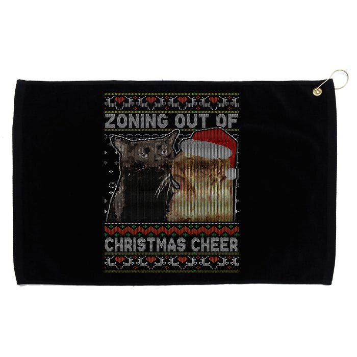 Zoning Out Of Christmas Cheer Cat Staring Christmas Sweater Grommeted Golf Towel