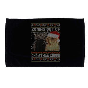 Zoning Out Of Christmas Cheer Cat Staring Christmas Sweater Microfiber Hand Towel