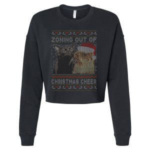 Zoning Out Of Christmas Cheer Cat Staring Christmas Sweater Cropped Pullover Crew