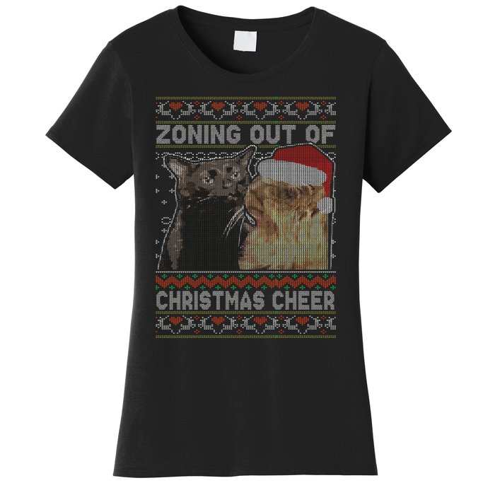 Zoning Out Of Christmas Cheer Cat Staring Christmas Sweater Women's T-Shirt