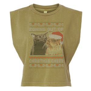 Zoning Out Of Christmas Cheer Cat Staring Christmas Sweater Garment-Dyed Women's Muscle Tee