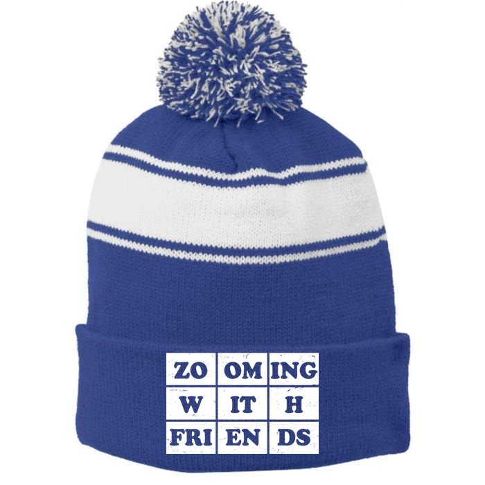 Zooming With Friends Stripe Pom Pom Beanie