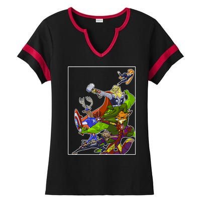 Zootopia Superheroes Avenge Ladies Halftime Notch Neck Tee