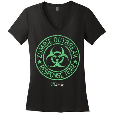 Z Ops Zombie Outbreak Response Team Women's V-Neck T-Shirt