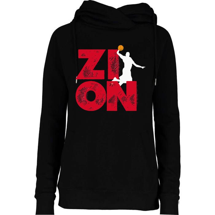 Zion Pelicans Basketball Womens Funnel Neck Pullover Hood