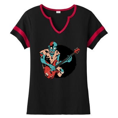 Zombie Playing Bass Ladies Halftime Notch Neck Tee