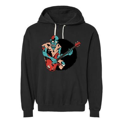 Zombie Playing Bass Garment-Dyed Fleece Hoodie