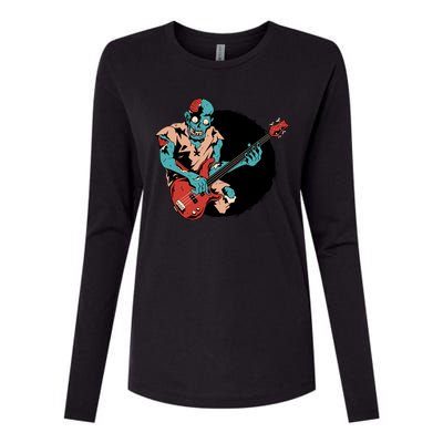 Zombie Playing Bass Womens Cotton Relaxed Long Sleeve T-Shirt